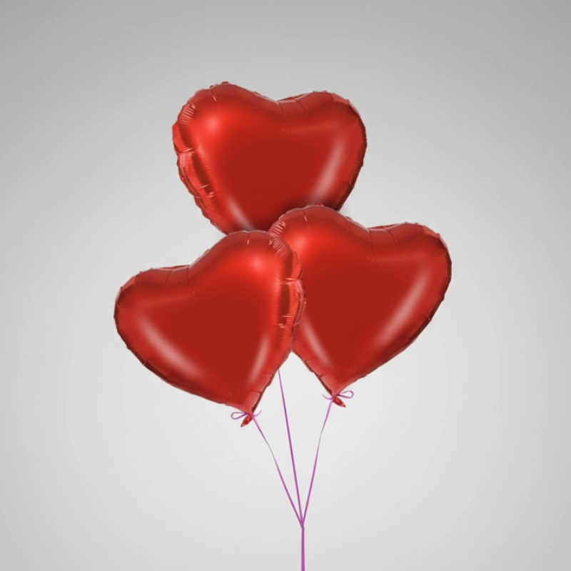 3 Red Heart Balloon